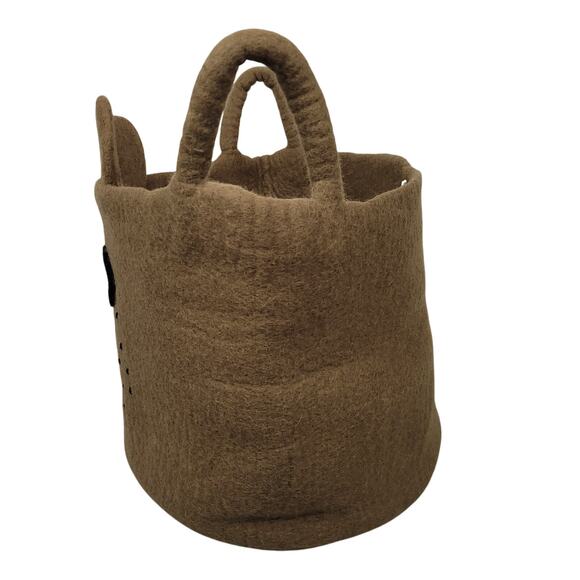 Place & Time Bear Storage Basket Set 100% Wool Nursery Toys Made In Nepal Brown - Picture 6 of 16